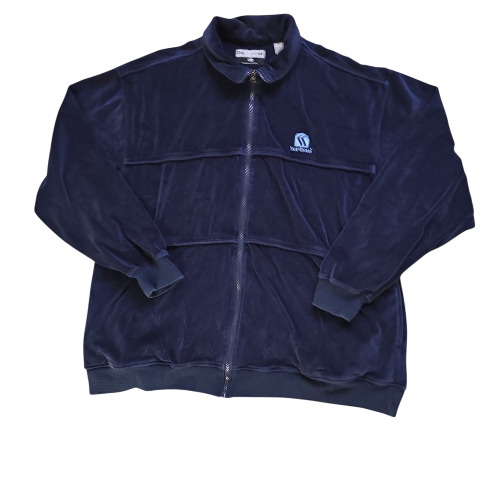 VINTAGE Karl Kani Jacket XXL Blue Velour Track Jacket Full Zipper 90s hip-hop